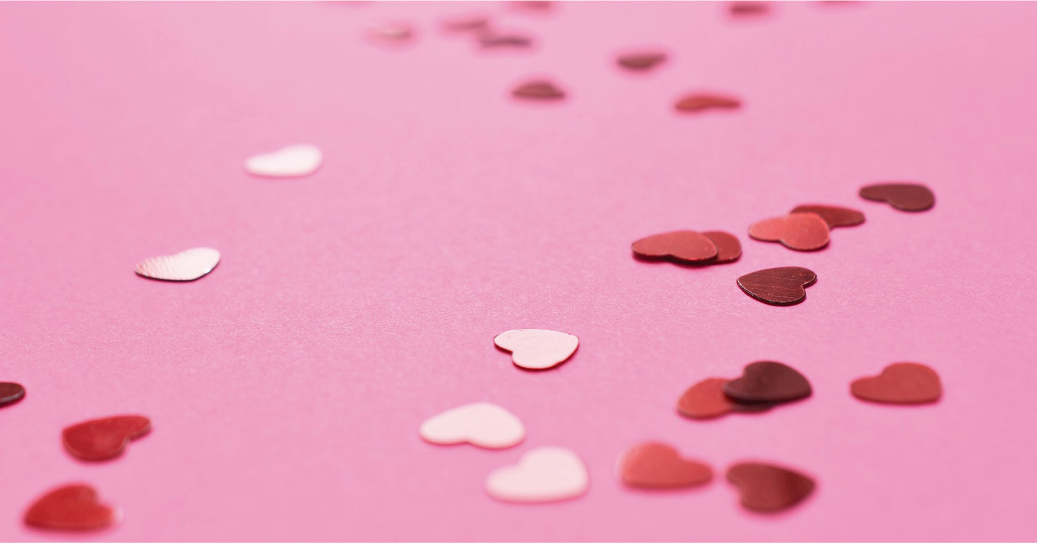 Valentine's day heart glitter on a pink background