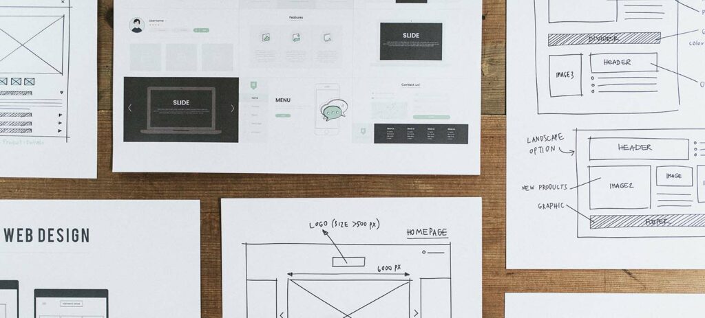 Wireframing and website planning process used by designers at Swan Creative