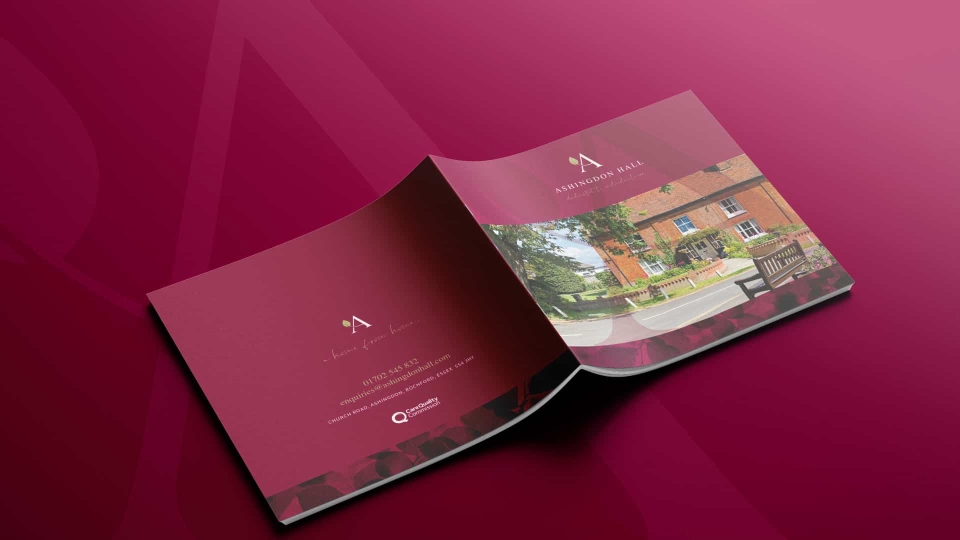 Ashingdon Hall care home, branded brochures designed by Swan Creative