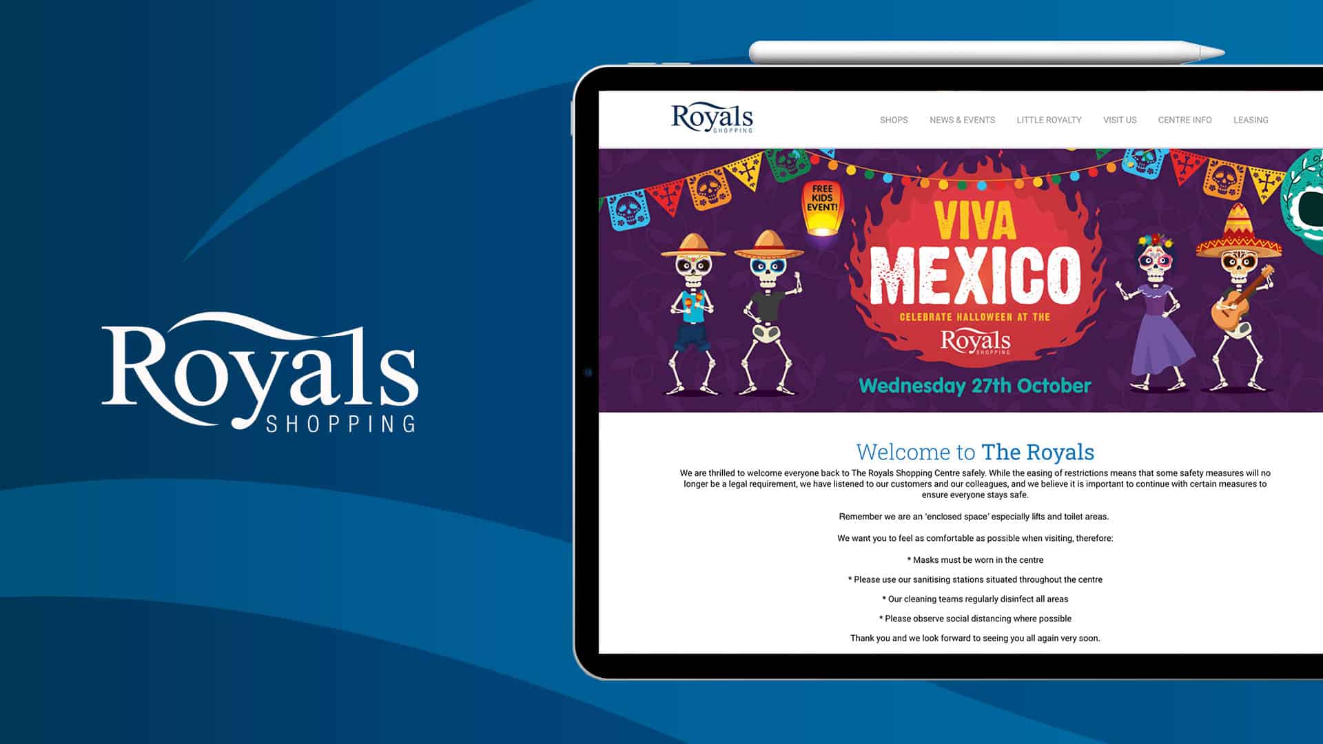 Landing pages designed by web design agency Swan Creative for Southend shopping centre, The Royals