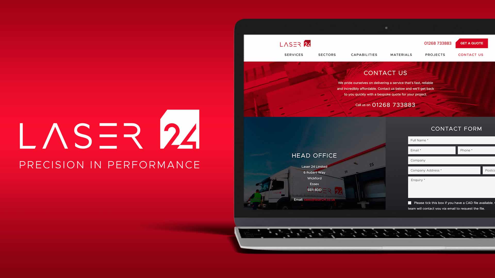 Laser 24 website designed by web design agency Swan Creative